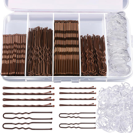300pcs Hair Pins & Bobby Pins Set 100 Brown Pins 100 Hair Pins 100 Hair Bands
