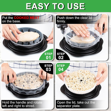 Upgrade Chicken Shredder Tool Twist Large Meat Twister Non Slip Black Kitchen
