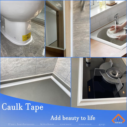 White Bathroom Caulking Tape for Tub Surround Toilet & Countertop