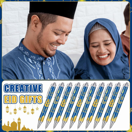 30PCS Eid Mubarak Pens Blue Bulk Ramadan Gifts Ballpoint Party Favors