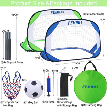 Portable Soccer Goals Set 4x2.5FT Pop Up Football Nets with Carry Bag for Kids