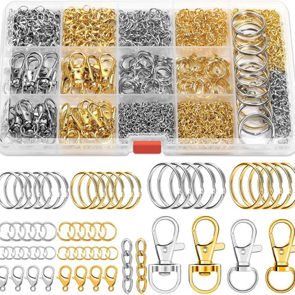 Keychain Making Kit – Key Rings, Hooks, Lobster Clasps & Jewelry Craft Supplies