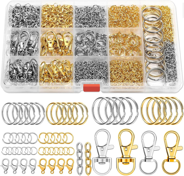 Keychain Making Kit – Key Rings, Hooks, Lobster Clasps & Jewelry Craft Supplies