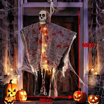 2-Pack 36in Halloween Hanging Ghosts, Scary Flying Skeleton Haunted House Decor