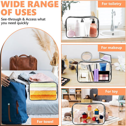 Clear Makeup Bag, TSA-Approved Travel Cosmetic Pouch with Zipper, PVC Organizer