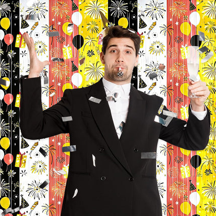 Happy New Year 2026 Foil Fringe Curtains – 2-Pc NYE Photo Booth Decor