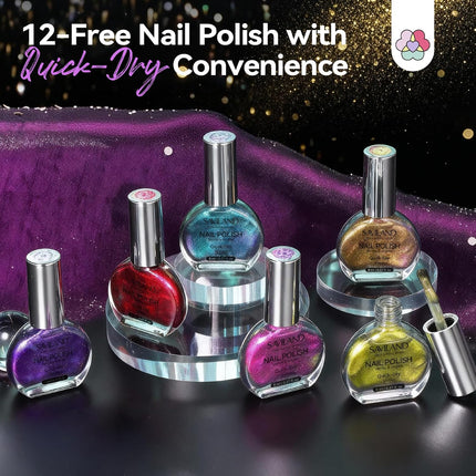 6-Color Chameleon Nail Polish Set, Holographic Color-Shifting Metallic Lacquer, Quick-Dry