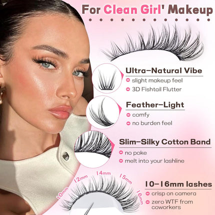 300pcs Wispy Lash Clusters – DIY Natural Eyelash Extension Kit, 10-16mm