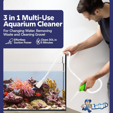Aquarium Gravel Vacuum Cleaner Hand Siphon Hose for Fish Turtle Tank Water Changes
