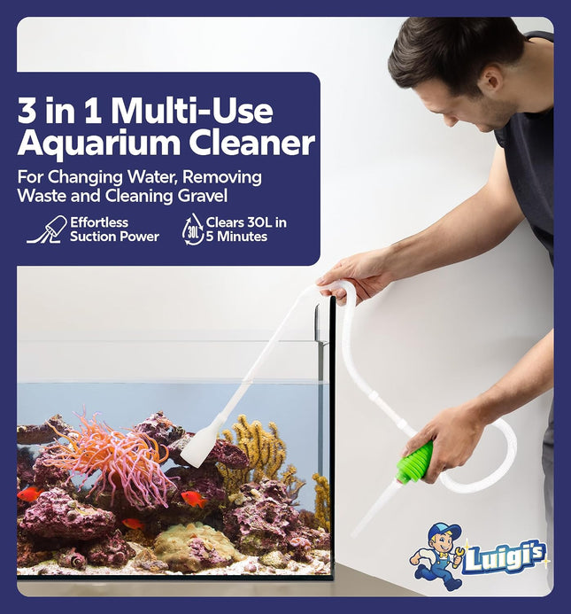 Aquarium Gravel Vacuum Cleaner Hand Siphon Hose for Fish Turtle Tank Water Changes