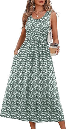 Women’s Summer Dress Loose Fit Casual Midi Sundress with Pockets