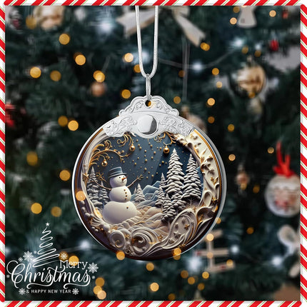 2025 Snowman Christmas Ornaments, Unique 4-Inch Acrylic Art for Festive Decor