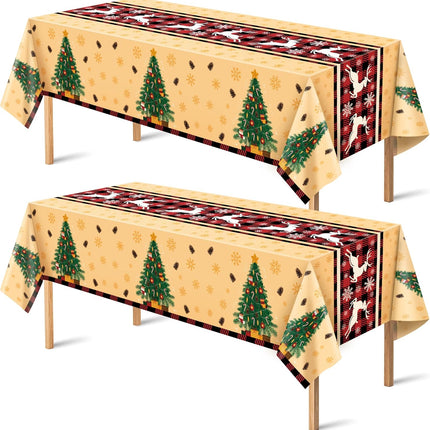 2-Pack Christmas Tablecloths – Xmas Party Decorations for Indoor/Outdoor