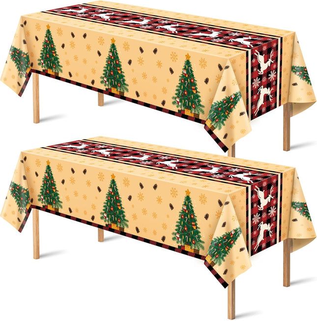 2-Pack Christmas Tablecloths – Xmas Party Decorations for Indoor/Outdoor