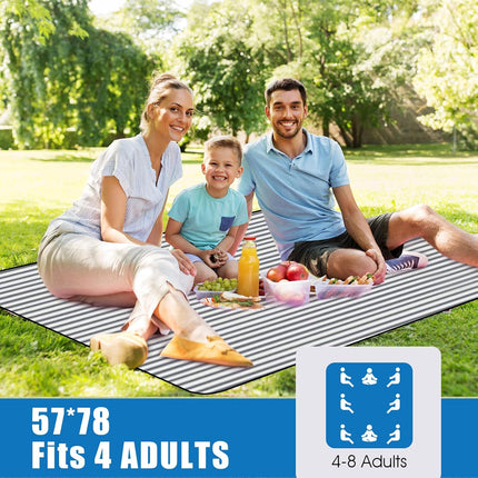 Waterproof Picnic Blanket 78x57", Sandproof Foldable Camping Beach Mat, Blue