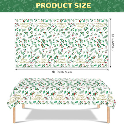 3PCS Merry Christmas Tablecloths – 54x108" Disposable Holiday Table Covers