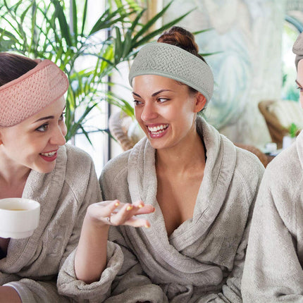4 Pack Spa Facial Headbands Pea Green Pink Beige Gray Soft Adjustable Hair Wrap