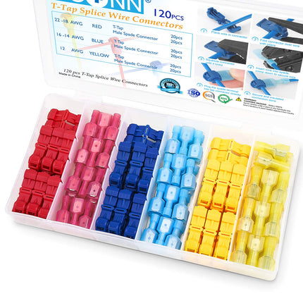 120Pcs T-Tap Wire Connectors, Quick Splice Electrical T Connectors Kit