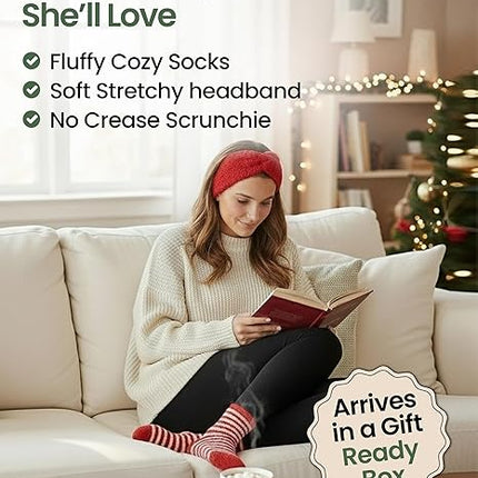 Cozy Self-Care Gift Set for Teen Girls – Fluffy Socks, Headband & Scrunchie