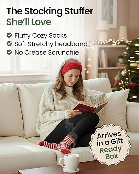 Cozy Self-Care Gift Set for Teen Girls – Fluffy Socks, Headband & Scrunchie