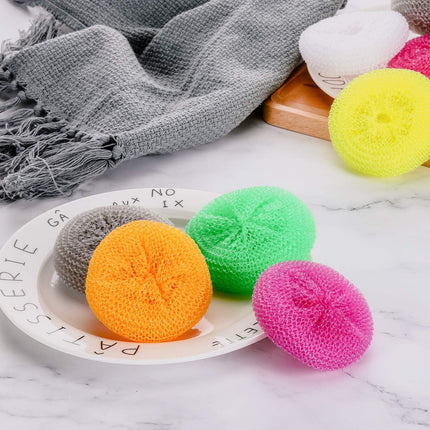 Plastic Dish Scrubbers – Round Nylon Pads, Non-Scratch, 15 Pack, Rainbow
