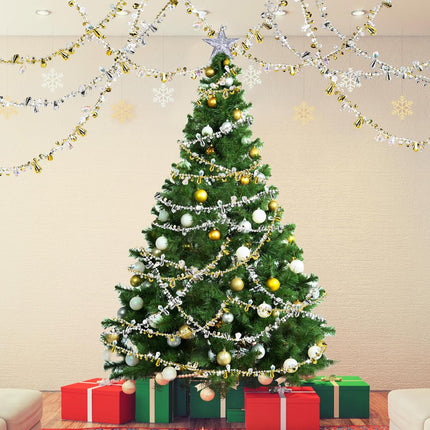 33ft Silver Christmas Tree Bead Garland – Clear Iridescent Twist String Decoration