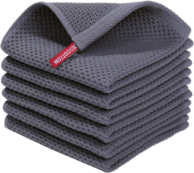 6-Pack Cotton Waffle Weave Dish Cloths – Ultra Soft, Absorbent, Quick Dry