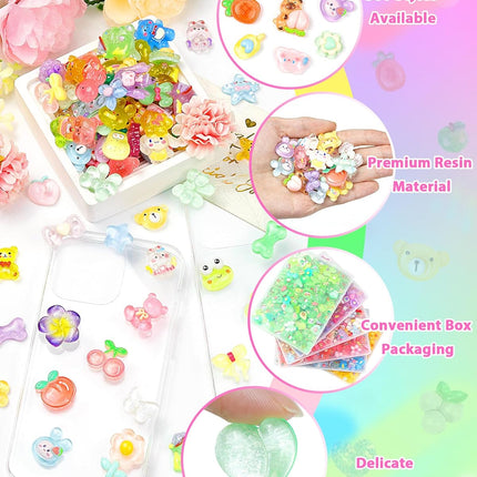 100 Pack Cute Resin Slime Charms Glittery DIY Craft Decoration Supplies