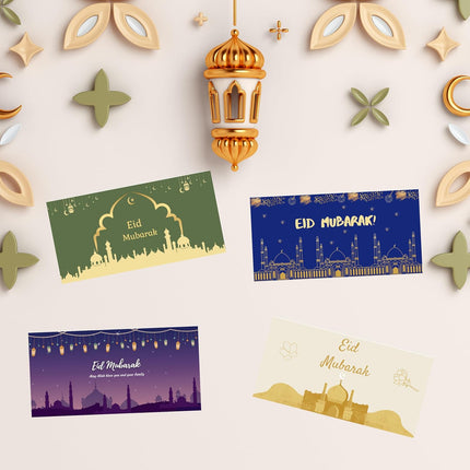20PCS Eid Mubarak Eidi Envelopes 4 Styles Cash Gift Envelopes for Kids