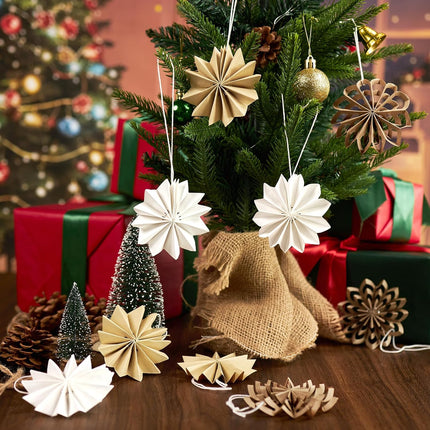 9pcs 3D Paper Christmas Hanging Decorations – Trees & Snowflakes for Home & Party