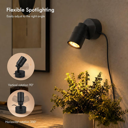 5W LED Indoor Spotlight with Remote 3CCT Dimmable Plant Uplight 6.56Ft Cord