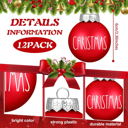 Merry Pattern Ball Christmas Ornaments, Hanging Decorations with Buffalo Plaid Bows Tree