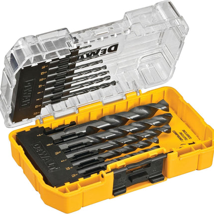 14pc Drill Bit Set with 3 Flat Shank 135° Split Point for Wood Metal Plastic