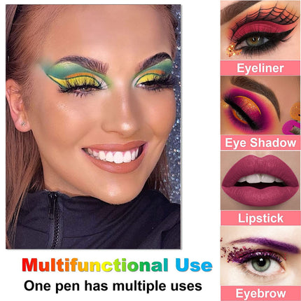 15PCS Colorful Eyeliner Pen Set, Pearl Matte Metallic Glitter Eye & Lip Liners