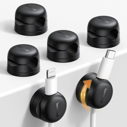 6Pack Lamicall Cable Organizer Clips, Rotatable Adhesive Cord Holder for Desk