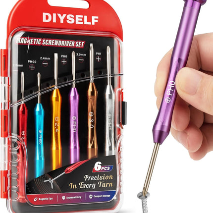 6Pcs Magnetic Mini Screwdriver Set for Watch Phone Eyeglass Repair Kit