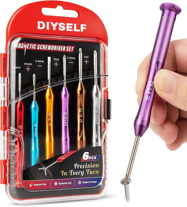 6Pcs Magnetic Mini Screwdriver Set for Watch Phone Eyeglass Repair Kit
