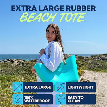 Extra Large Waterproof EVA Rubber Beach Bag Tote with Rope Handles for Beach & Travel