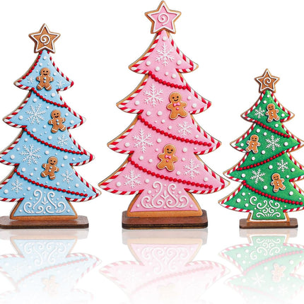 3PCS Pastel Christmas Trees – Wooden Tabletop Decor for Holiday Centerpieces