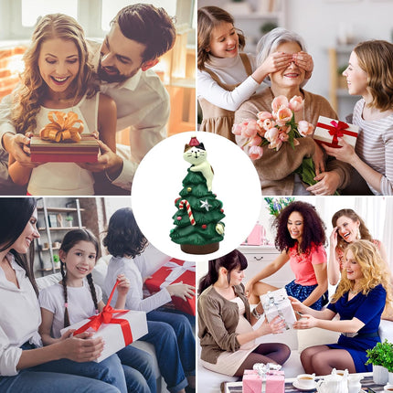 Mini Cat Xmas Tree – 3.3" Resin Christmas Decoration Perfect for Gifts