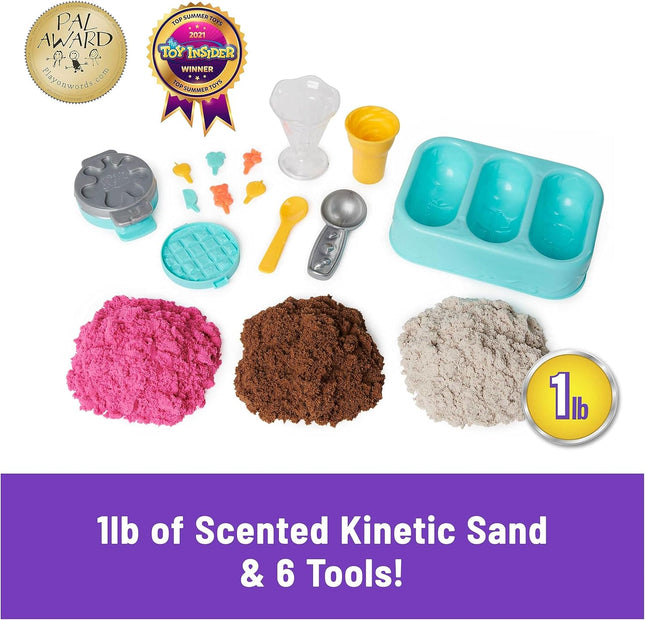 Scented Ice Cream Treats Playset 3 Colors Sand 6 Tools Sensory Kids Toy