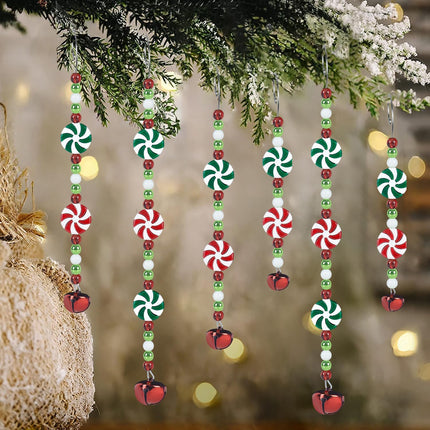 6PCS Candy Christmas Tree Decorations – Red Plastic Beads Ornaments