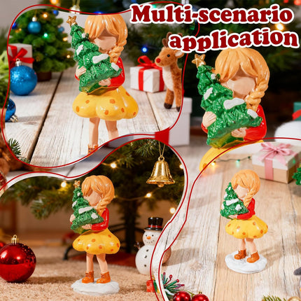 Mini Christmas Tree Figurines – Resin Holiday Centerpiece Decor