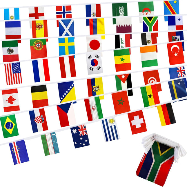 2026 World Cup 48 Countries Flags Banner String 47 Feet Soccer Party Garden Decorations