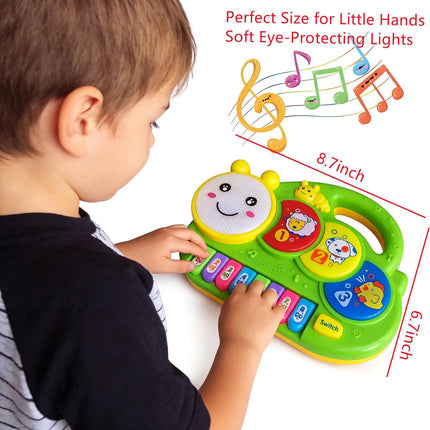 Baby Piano Drum Music Toy with Lights & Animal Sounds for 6-24 Months