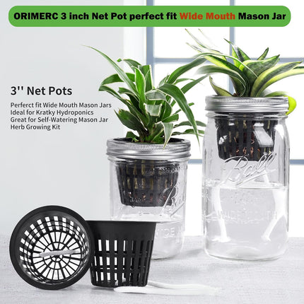 12 Pack 3" Net Cups with Wicks & Labels, Hydroponic Self-Watering Pots
