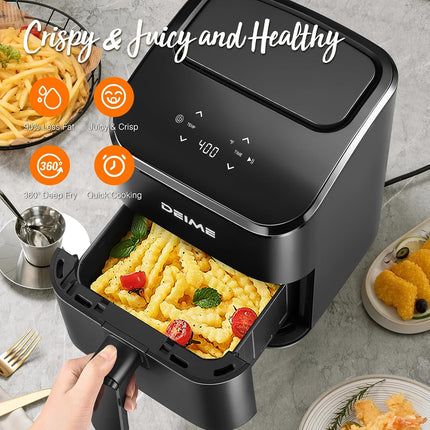 3 Qt Digital Air Fryer Compact Mini Airfryer with Touchscreen, Nonstick Basket, Black
