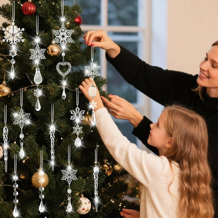 21pcs Crystal Christmas Tree Ornaments, Sparkling Dazzling Decorations for Festive Party Decor