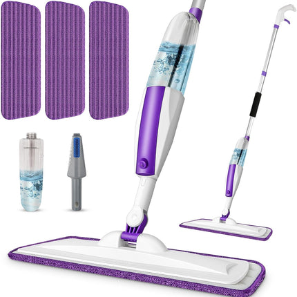 Spray Mop for Floors with Refillable Bottle & 3 Washable Microfiber Pads