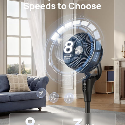 2026 Quiet Pedestal Fan DC Motor 90ft Airflow Oscillating Fan for Bedroom Home